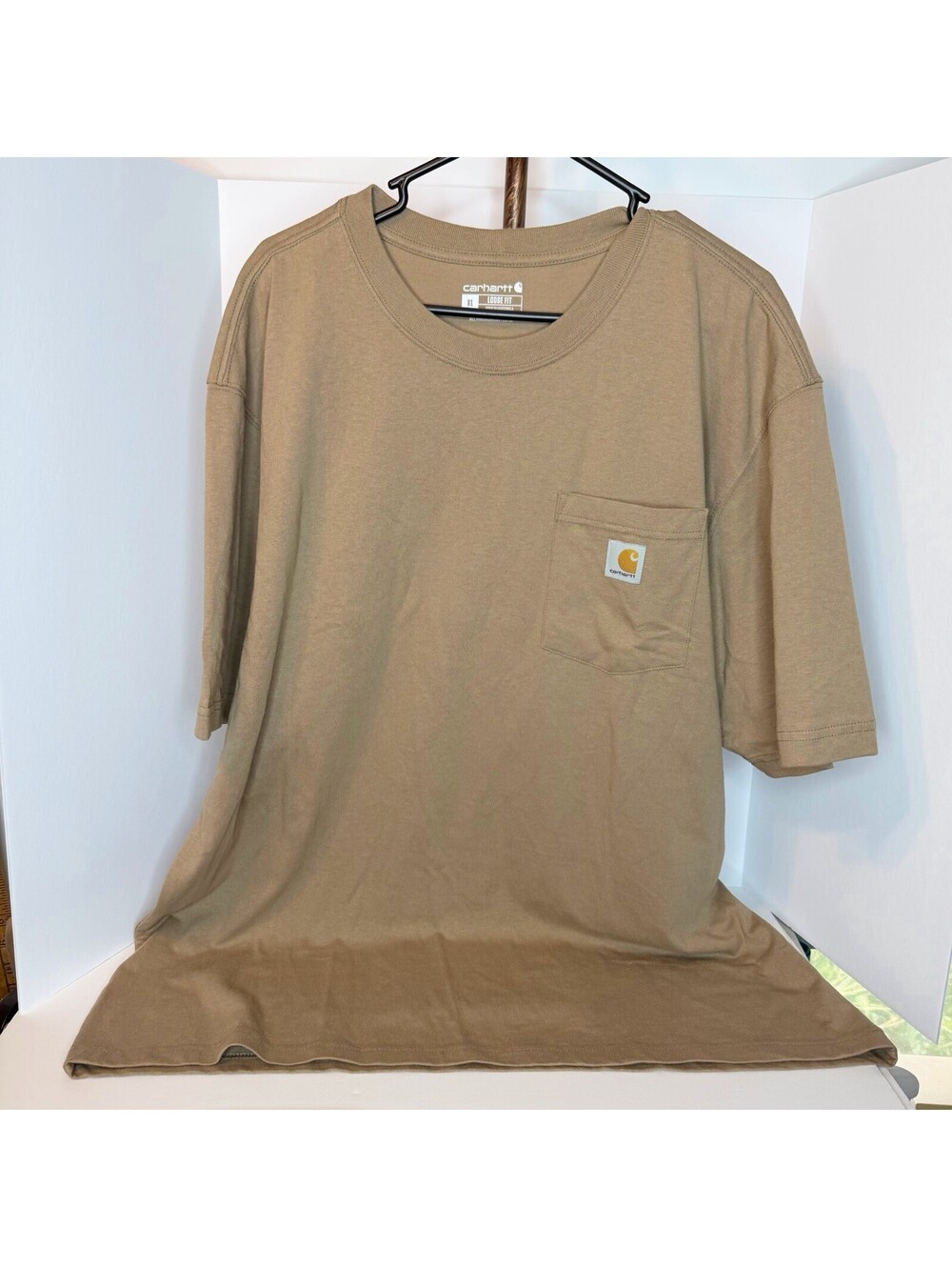 Carhartt K87 Men’s Heavyweight Short Sleeve Pocket T-shirt Desert Tan Brown XL🐾